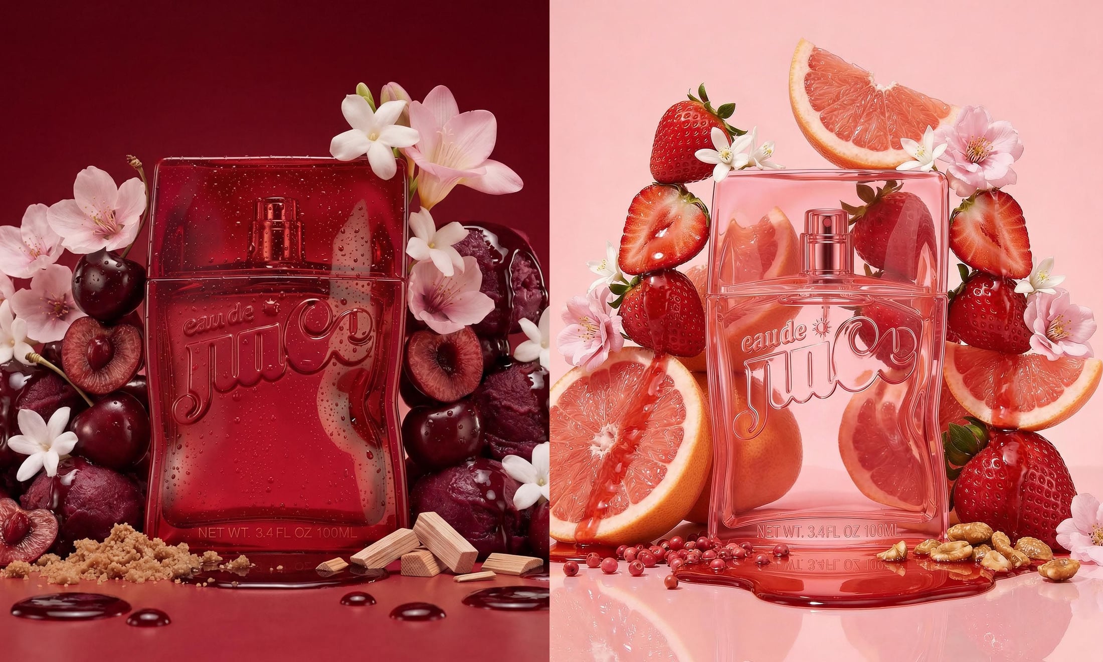 Cosmo introduces a new look for the Eau de Juice fragrance program, launching in the best-selling Cherry Cherie and Pure Sugar.